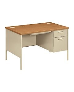 HON Metro Classic Single-Pedestal Desk, Harvest/Putty