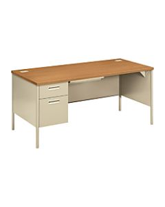 HON Metro Classic Left Pedestal Desk, Harvest/Putty