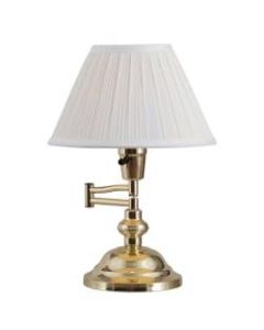 Kenroy Home Classic Swing-Arm Desk Lamp, 12-1/4inH, Cream Shade/Polished Brass Base
