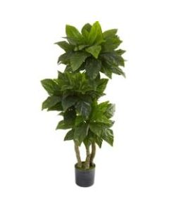 Nearly Natural 5ftH Polyester Bird Nest Fern Tree With Pot, Green