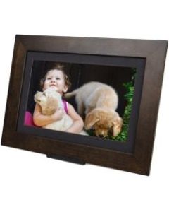 Brookstone PhotoShare Friends and Family Smart Frame 8in Espresso - 8in Digital Frame - Espresso - 1920 x 1080 - 16:9 - Slideshow, Message Mode, Clock - Built-in 8 GB - Built-in Speaker - USB - Wireless LAN - Freestanding, Wall Mountable