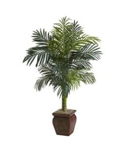 Nearly Natural 4-1/2ftH Golden Cane Palm Tree With Decorative Planter, Green