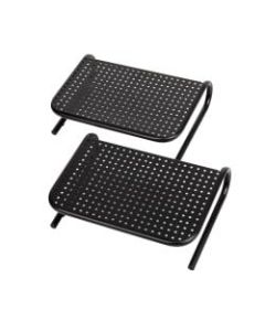 Mind Reader Metal Monitor Risers, 11 5/16inH x 14 7/8inW x 4 1/4inD, Black, Pack Of 2