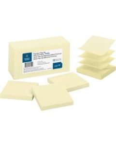 Business Source Reposition Pop-up Adhesive Notes - 3in x 3in - Square - Yellow - Removable, Repositionable, Solvent-free Adhesive - 12 / Pack