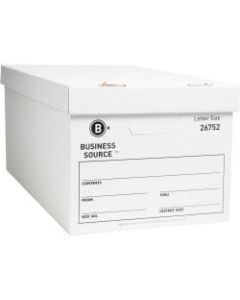 Business Source Light-Duty Storage Boxes With Lift-Off Lids, Letter Size, 12in x 24in x 10in, White, Box Of 12