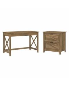 Bush Furniture Key West 48inW Writing Desk With 2-Drawer Lateral File Cabinet, Reclaimed Pine, Standard Delivery