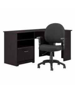 Bush Furniture Cabot 60inW Corner Desk And Office Chair, Espresso Oak, Standard Delivery