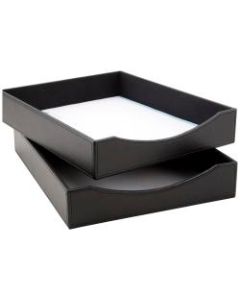 Realspace Black Faux Leather Paper Tray, Letter Size