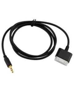 4XEM 30-Pin to 3.5mm Stereo Mini Jack Cable for iPhone/iPod/iPad - 3 ft Mini-phone/Proprietary Audio/Data Transfer Cable for iPod, Audio Device, iPhone, iPad, Headphone - Mini-phone Male Stereo Audio - Proprietary Connector - Black
