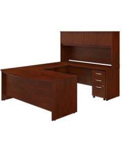 Bush Business Furniture Studio C U-Shaped Desk With Hutch And Mobile File Cabinet, Hansen Cherry, Premium Installation