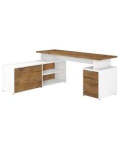 Bush Business Furniture Jamestown L-Shaped Desk With Drawers, 72inW, Fresh Walnut/White, Standard Delivery