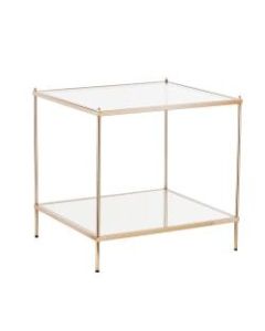 Southern Enterprises Knox End Table, Square, Clear/Metallic Gold