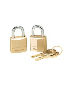 Master Lock Three-Pin Brass Tumbler Locks - 0.16in Shackle Diameter - Brass - 2 / Pack