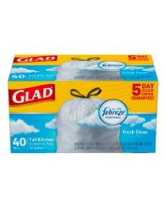 Glad OdorShield Tall Kitchen Trash Bags, 13 Gallons, Yellow, Box Of 40