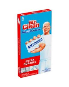 Mr. Clean Magic Eraser Extra-Durable Cleaning Pads With Durafoam, White, 4 Pads Per Pack, Carton Of 8 Packs