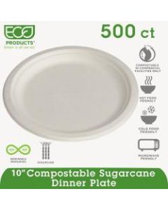 Eco-Products Sugarcane Plates - 10in Diameter Plate - Sugarcane Fiber Plate - Microwave Safe - 500 Piece(s) / Carton