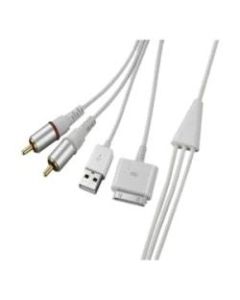 4XEM 30-Pin To RCA Audio Male Plus USB Charging Combo Cable - 4.27ft - White
