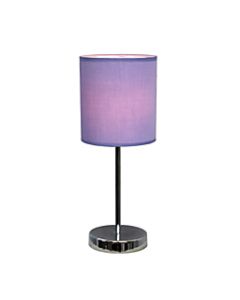 Simple Designs Chrome Mini Basic Table Lamp with Purple Fabric Shade