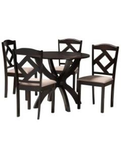 Baxton Studio Quinlan Dining Set, 29-15/16inH x 35-7/16inW x 35-7/16inD, Sand/Dark Brown