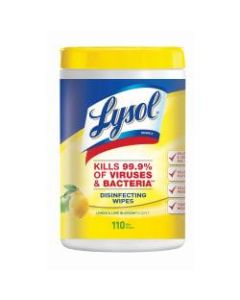 Lysol Disinfecting Wipes, Lemon And Lime Blossom Scent, 110 Sheets Per Tub, Box Of 6 Tubs