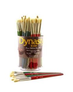 Dynasty Fine White Bristle Paint Brushes B-200, Assorted Sizes, Assorted Bristles, Multicolored, Pack Of 72