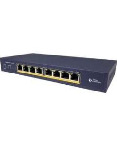 Amer 8 Port Gigabit PoE Desktop Switch - 8 Ports - Gigabit Ethernet - 1000Base-T - 2 Layer Supported - Power Supply - Twisted Pair - Desktop, Wall Mountable, Under Table - 3 Year Limited Warranty