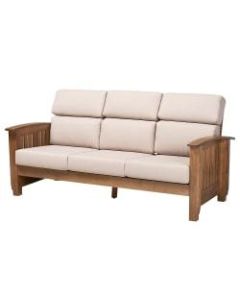 Baxton Studio Charlotte 3-Seater Sofa, Taupe/Walnut Brown
