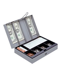 Sparco Steel Combination Lock Cash Box With Tray, 3 1/4in x 11 1/2in x 7 3/4in, Gray
