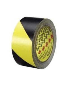 3M Diagonal Stripe Safety Tape - 36 yd Length x 2in Width - Vinyl - 5.40 mil - Rubber Resin Backing - 1 Roll - Black, Yellow