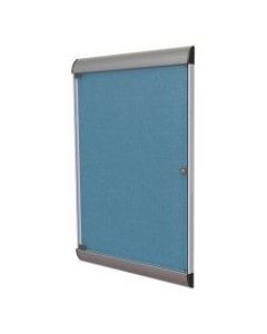 Ghent Silhouette 1-Door Enclosed Bulletin Board, Vinyl, 42?" x 27-3/4" , Satin & Black Aluminum Frame, Ocean