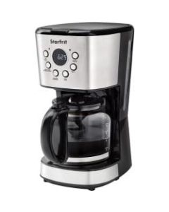 Starfrit 12-Cup Drip Coffee Maker - Programmable - 900 W - 1.90 quart - 12 Cup(s) - Multi-serve - Timer - Black, Stainless Steel - Stainless Steel, Glass