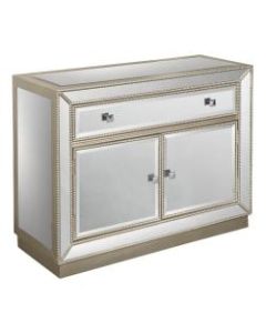 Coast to Coast 1-Drawer/2-Door Mirrored Cabinet, Champagne, 32inH x 40inW x 15-1/2inD