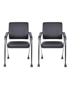 Boss Office Products Nesting Chairs, Black/Chrome, Set of 2