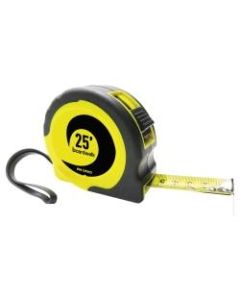 Boardwalk Easy-Grip Tape Measure, 25ft, Black/Yellow