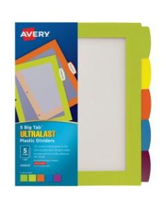 Avery Big Tab Ultralast Plastic Dividers, 5-Tab, Multicolor