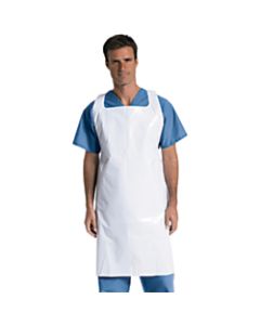 Medline Polyethylene Disposable Aprons, 28in x 46in, White, Box Of 100 Aprons, Case Of 5 Boxes