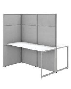 Bush Business Furniture Easy Office 60inW 2-Person Cubicle Desk Workstation With 66inH Panels, Pure White/Silver Gray, Premium Installation
