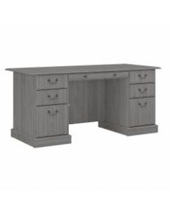 Bush Furniture Saratoga Executive Desk With Drawers, Modern Gray, Standard Delivery