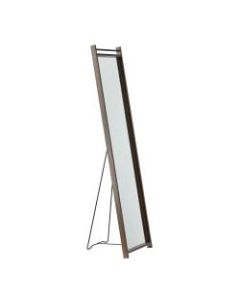 Adesso Abigail Rectangle Floor Mirror, 61inH x 13inW x 15-7/16inD, Walnut/Chrome