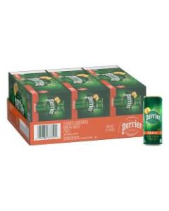 Perrier Sparkling Natural Mineral Water with Peach Flavor, 8.45 Oz, Case Of 30 Slim Cans