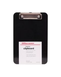 Office Depot Brand Plastic Memo Clipboard, 6in x 9in, Black