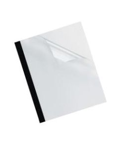 Fellowes PVC/Linen Thermal Binding Covers, 11 1/8in x 9 3/4in, 120-Sheet Capacity, Clear/Black, Pack Of 10