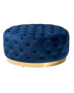 Baxton Studio Sasha Round Cocktail Ottoman, Royal Blue