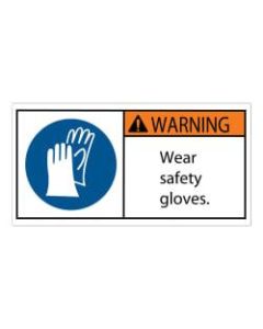 Tape Logic Durable Rectangle Safety Labels, DSL515, 2in x 4in, Wear Safety Gloves, Roll Of 25 Labels