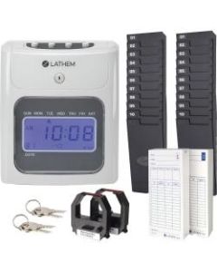 Lathem 400E Top Feed Electronic Time Clock Kit - Card Punch/Stamp - Month, Date, Week, Time, Bi-weekly, Semi-monthly, Month Record Time