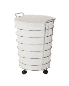 Honey-Can-Do Rolling Laundry Hamper, 25in, Chrome/Natural