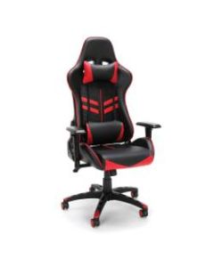 Essentials By OFM Racing-Style Bonded Leather High-Back Gaming Chair, Red/Black