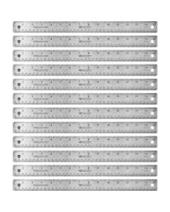 Westcott Stainless Steel Rulers - 15in Length 1in Width - 1/16, 1/32 Graduations - Metric, Imperial Measuring System - Stainless Steel - 12 / Box - Stainless Steel