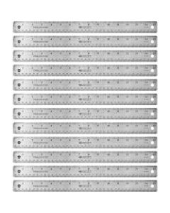 Westcott Stainless Steel Rulers - 15in Length 1in Width - 1/16, 1/32 Graduations - Metric, Imperial Measuring System - Stainless Steel - 12 / Box - Stainless Steel