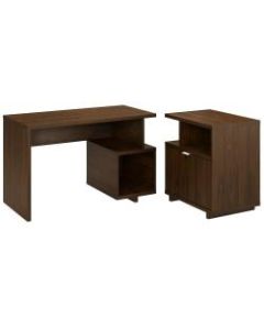 kathy ireland Home by Bush Furniture Madison Avenue 48inW Writing Desk With Lateral File Cabinet, Modern Walnut, Standard Delivery